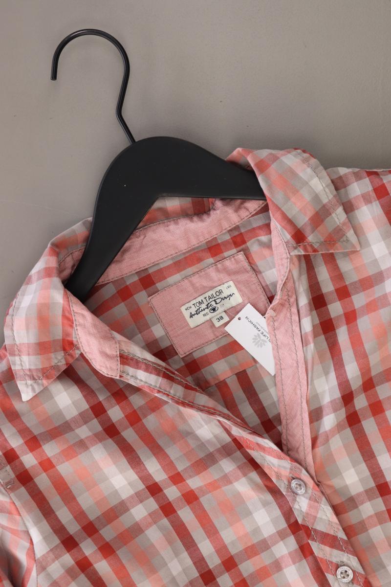 Tom Tailor Karobluse Gr. 38 kariert Langarm orange aus Baumwolle