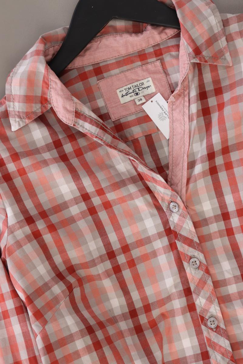 Tom Tailor Karobluse Gr. 38 kariert Langarm orange aus Baumwolle