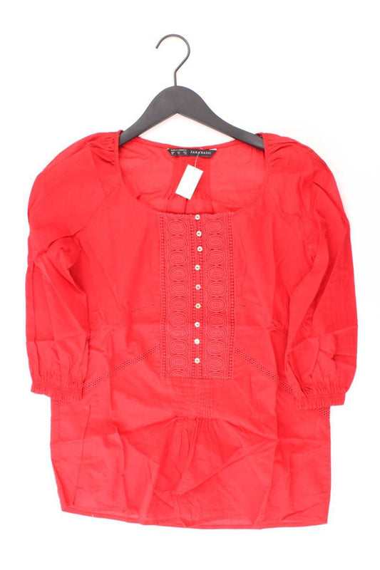 Zara Regular Bluse Gr. XS 3/4 Ärmel rot aus Baumwolle