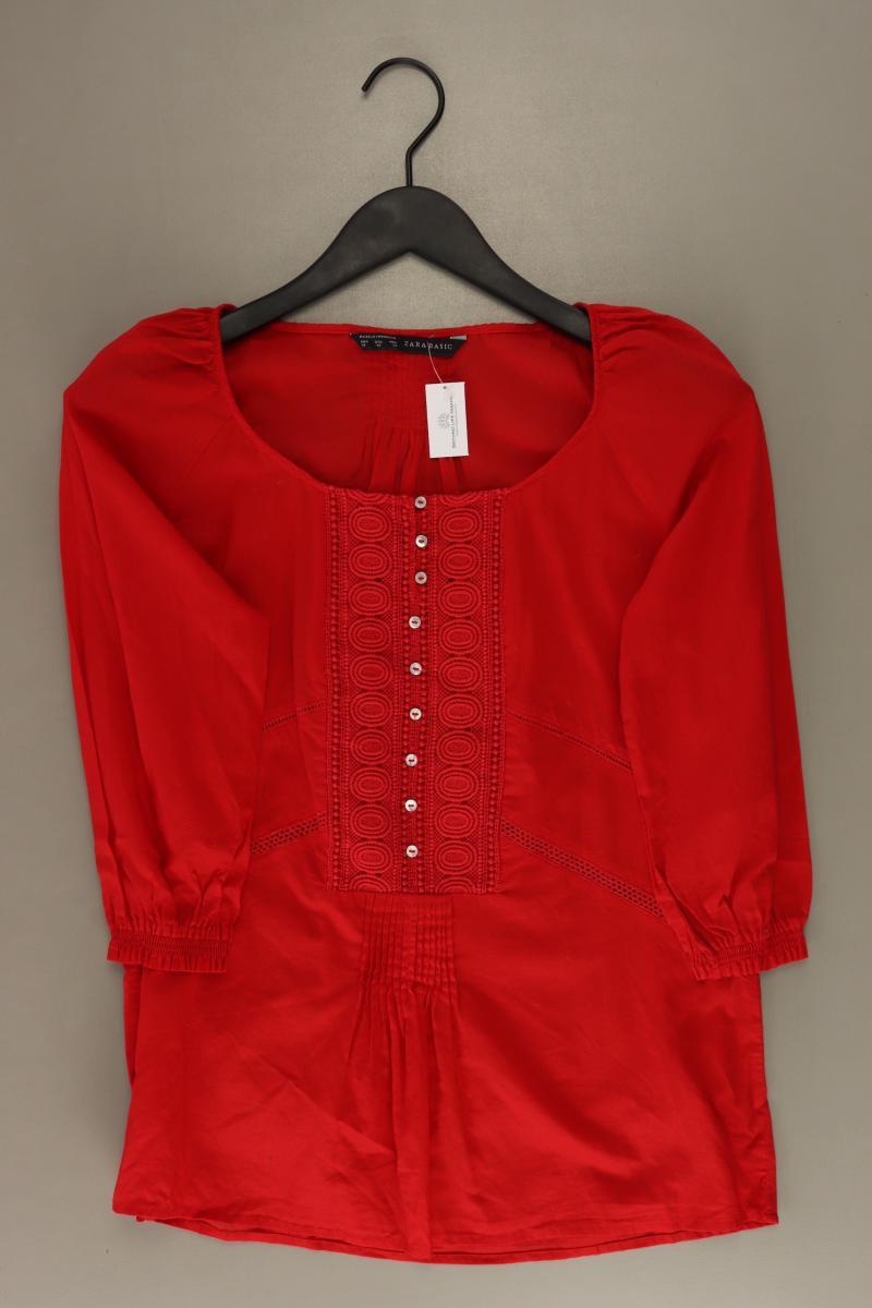 Zara Regular Bluse Gr. XS 3/4 Ärmel rot aus Baumwolle