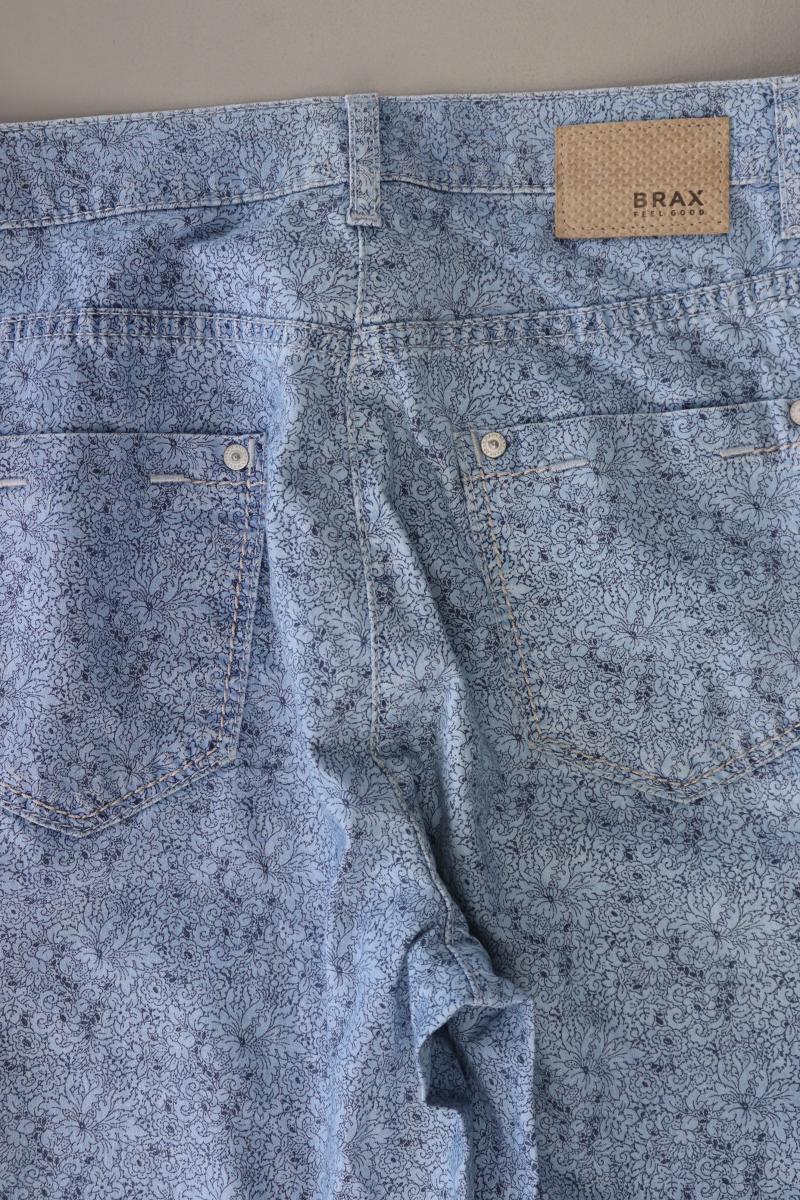 Brax Hose Gr. 34 mit Blumenmuster blau aus Baumwolle
