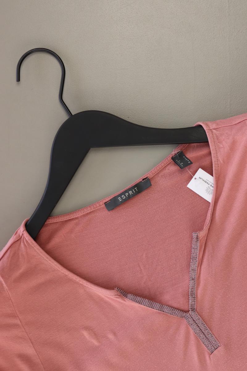 Esprit Shirt mit V-Ausschnitt Gr. S 3/4 Ärmel mit Glitzer rosa