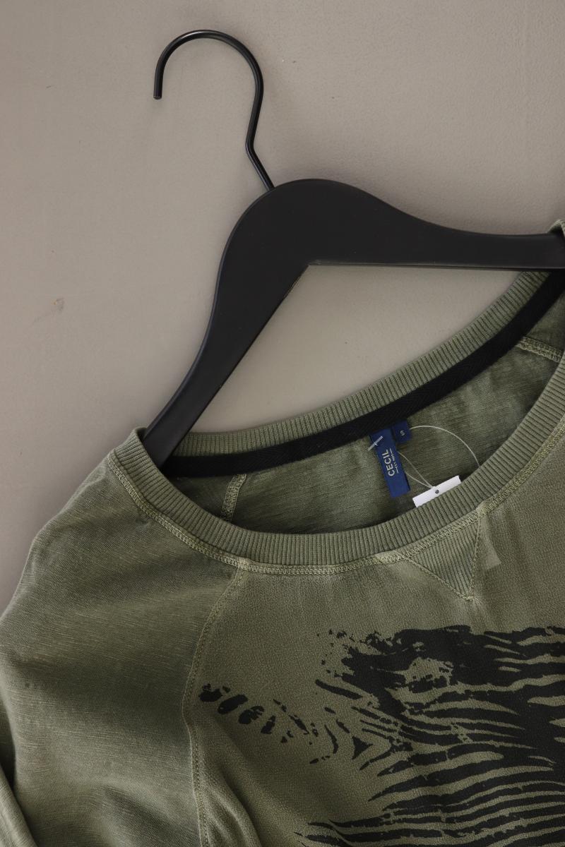 Cecil Comfort Bluse Gr. S 3/4 Ärmel olivgrün aus Baumwolle