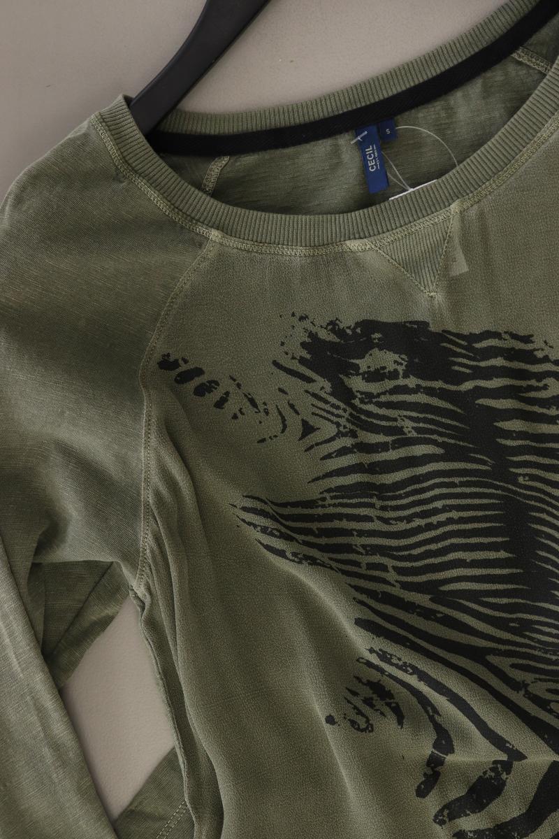 Cecil Comfort Bluse Gr. S 3/4 Ärmel olivgrün aus Baumwolle