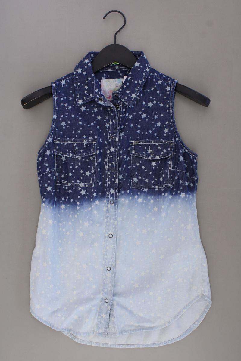 QS by s.Oliver Jeansbluse Gr. 34 Ärmellos blau aus Baumwolle