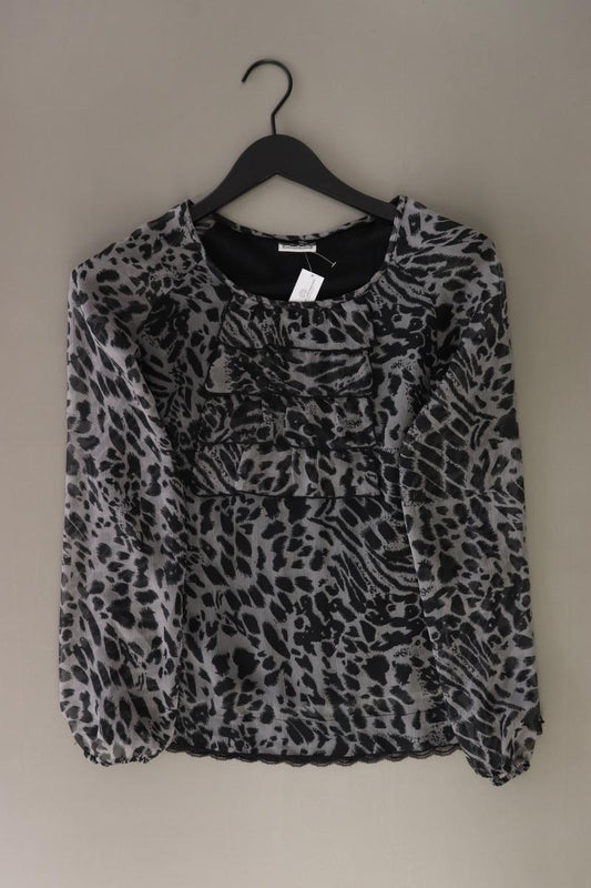 Street One Rüschenbluse Gr. 36 mit Tierdruck Langarm grau aus Polyester