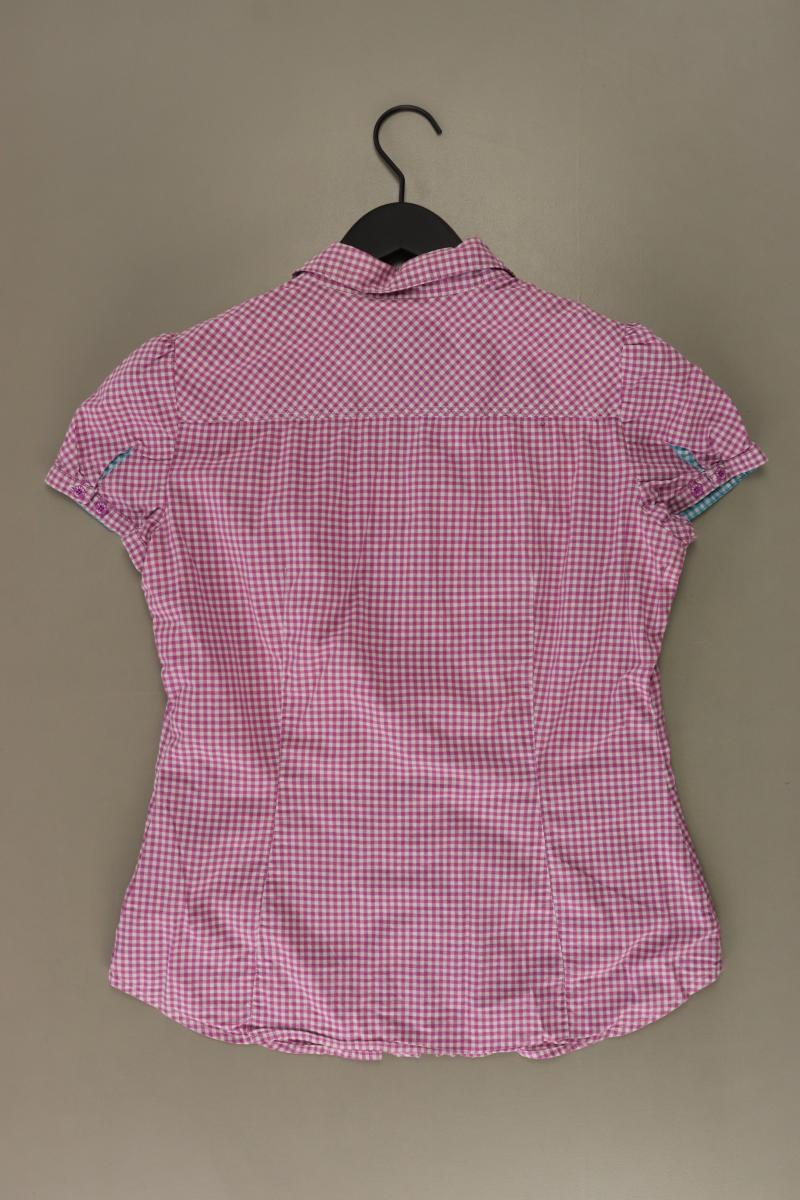Esprit Rüschenbluse Gr. 36 kariert Kurzarm lila aus Baumwolle