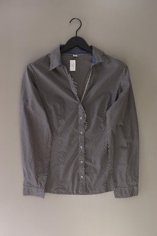 s.Oliver Rüschenbluse Gr. 40 Langarm grau aus Baumwolle