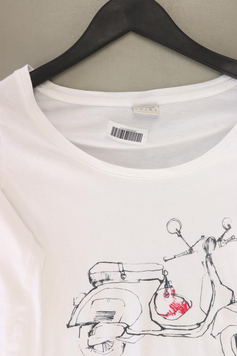 Esprit Printshirt Gr. XS Langarm weiß aus Baumwolle