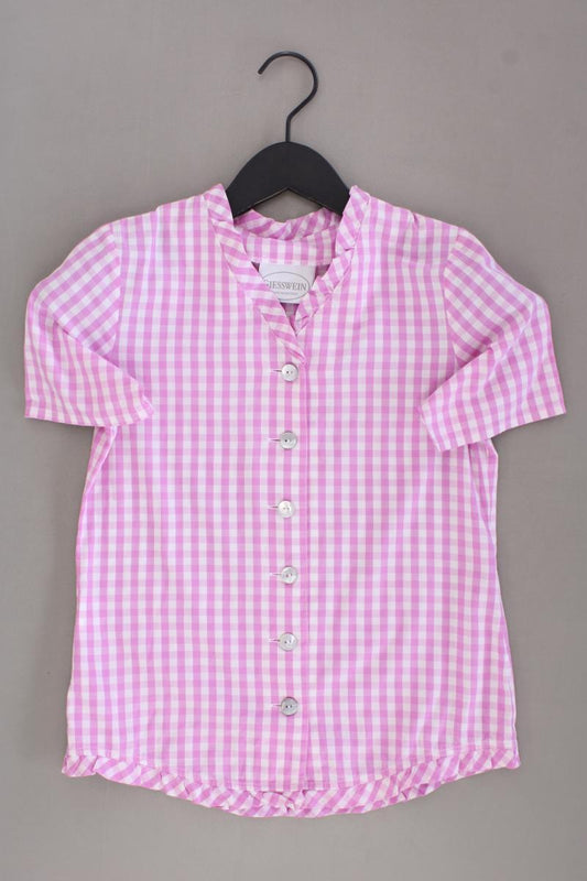 Giesswein Trachtenbluse Gr. XS kariert Kurzarm rosa aus Baumwolle