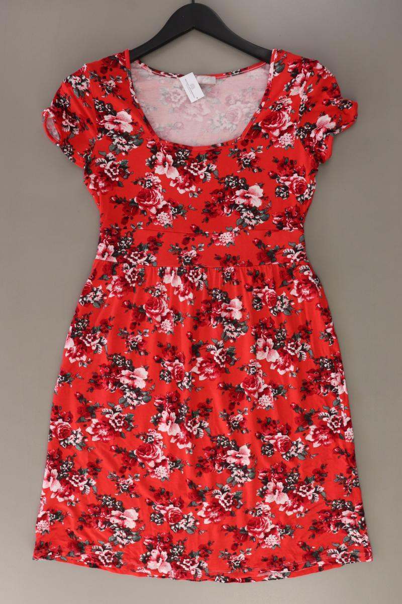 Cheer Jerseykleid Gr. 36 mit Blumenmuster Kurzarm rot aus Viskose