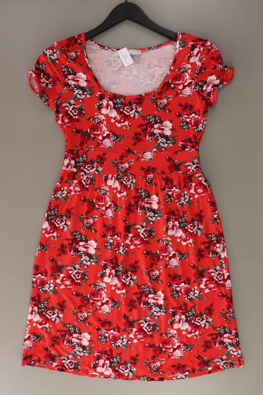 Cheer Jerseykleid Gr. 36 mit Blumenmuster Kurzarm rot aus Viskose