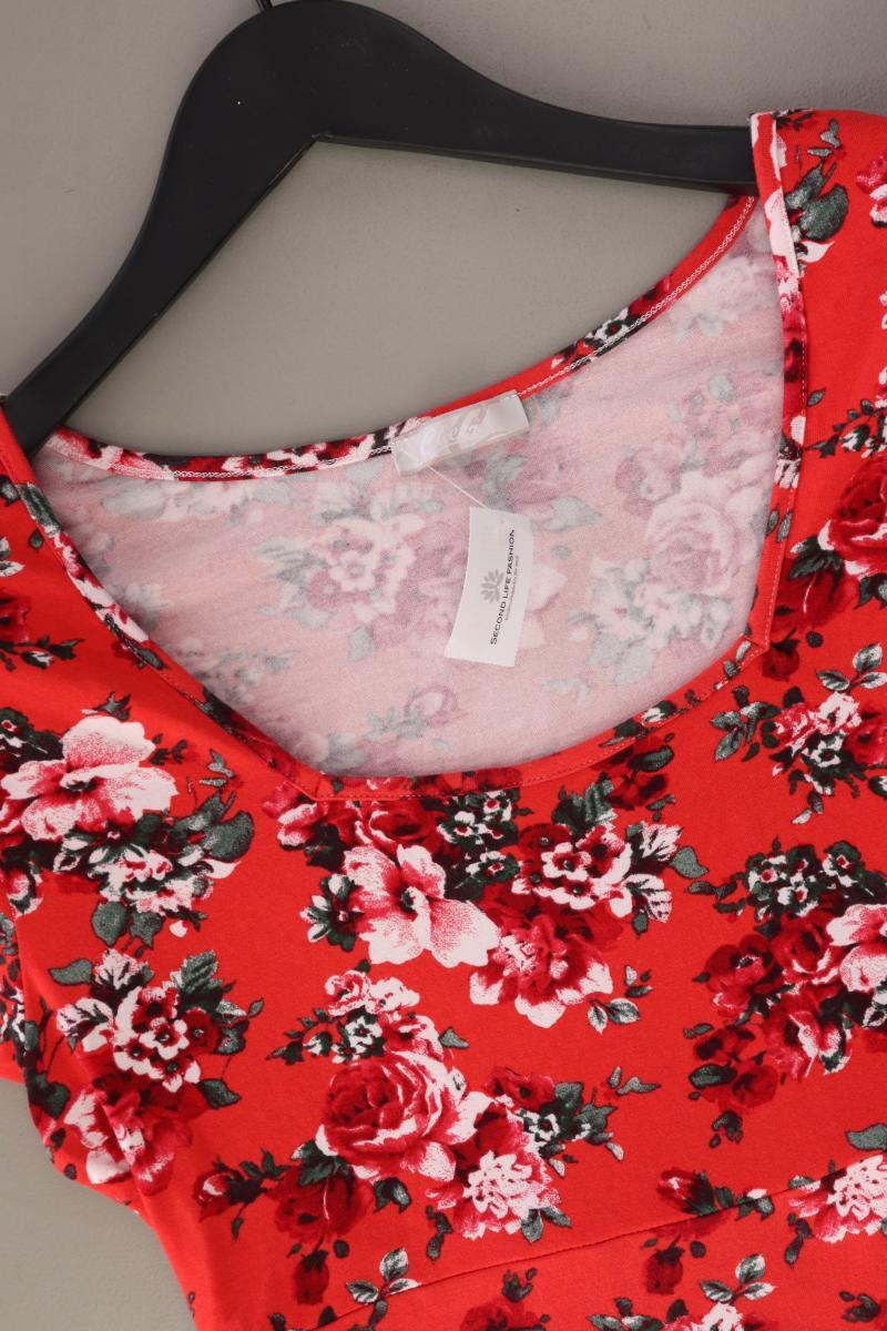 Cheer Jerseykleid Gr. 36 mit Blumenmuster Kurzarm rot aus Viskose