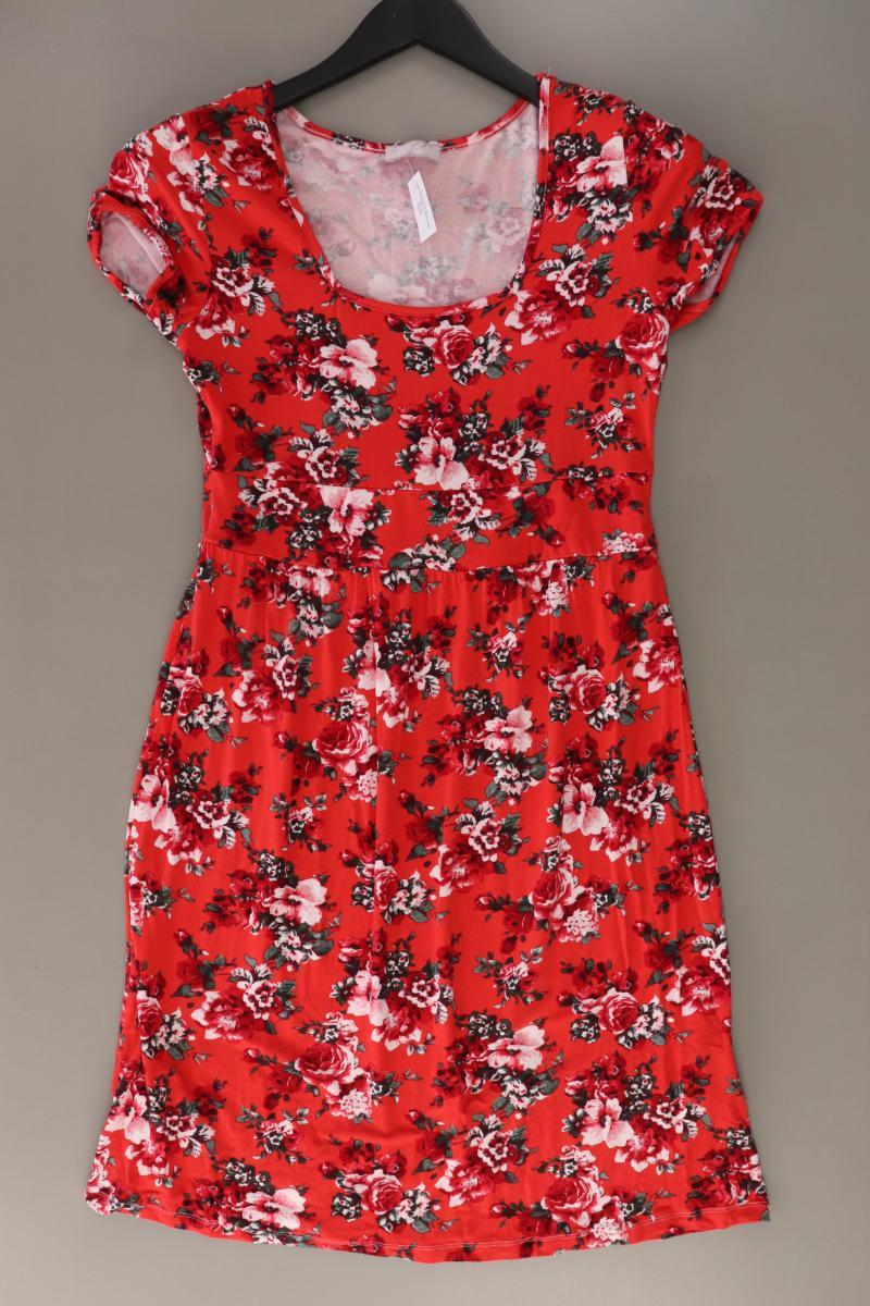 Cheer Jerseykleid Gr. 36 mit Blumenmuster Kurzarm rot aus Viskose