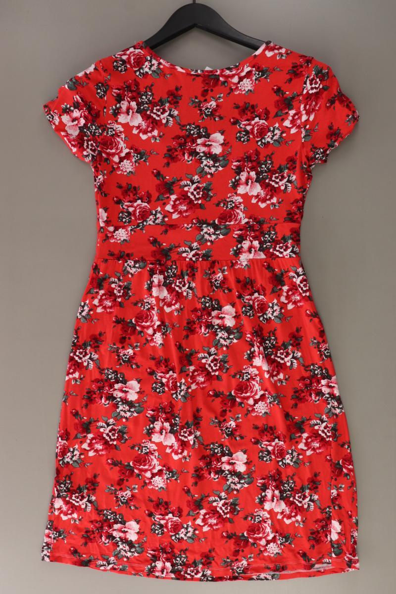 Cheer Jerseykleid Gr. 36 mit Blumenmuster Kurzarm rot aus Viskose