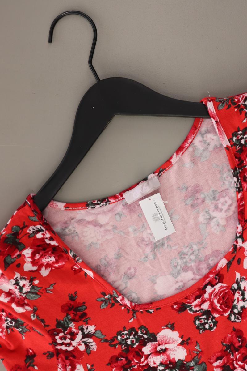 Cheer Jerseykleid Gr. 36 mit Blumenmuster Kurzarm rot aus Viskose