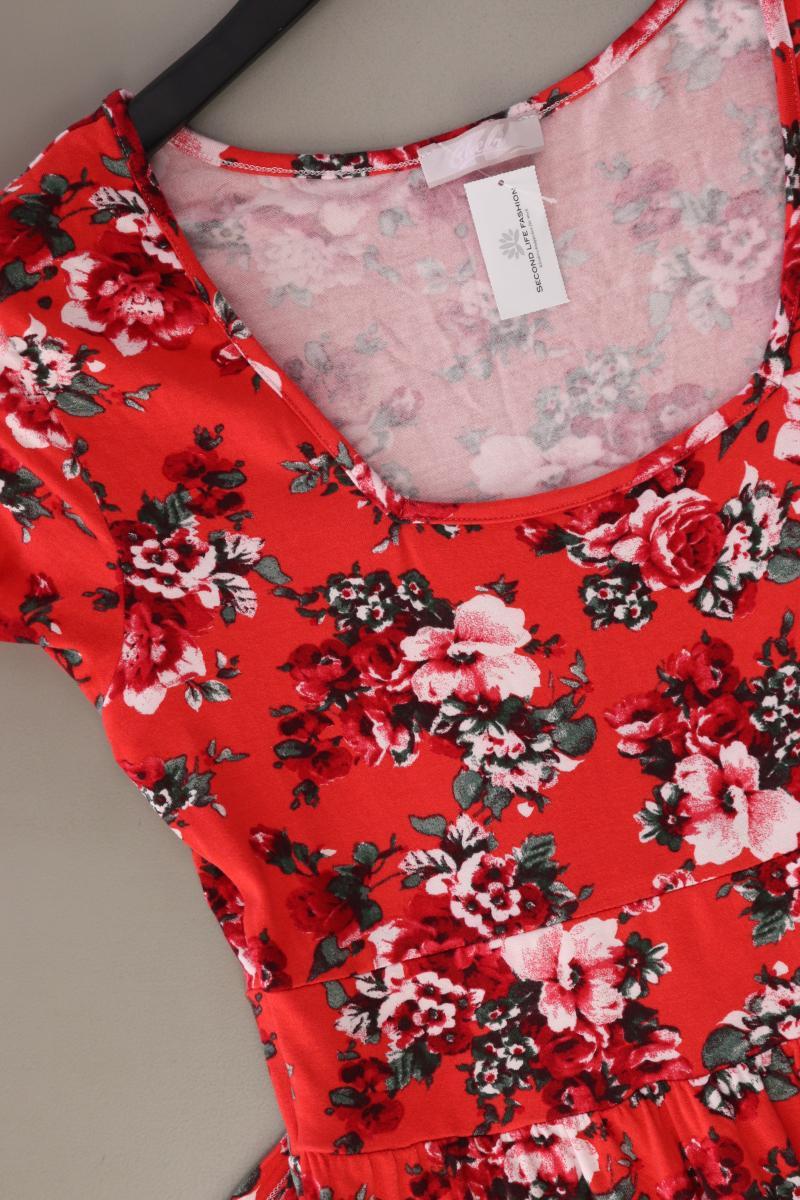 Cheer Jerseykleid Gr. 36 mit Blumenmuster Kurzarm rot aus Viskose