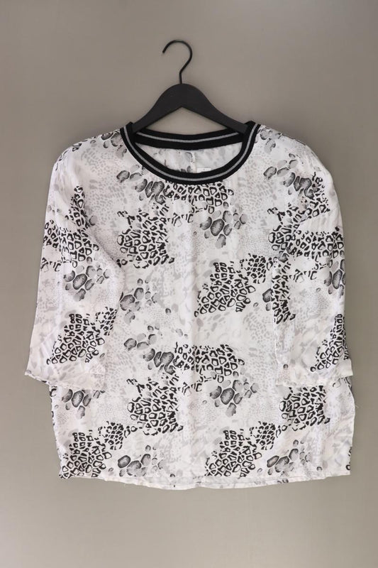 Laura Torelli Bluse Gr. 42 mit Tierdruck 3/4 Ärmel grau aus Viskose