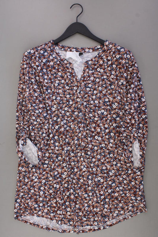 Shirt mit V-Ausschnitt Gr. XL mit Blumenmuster 3/4 Ärmel mehrfarbig aus Viskose