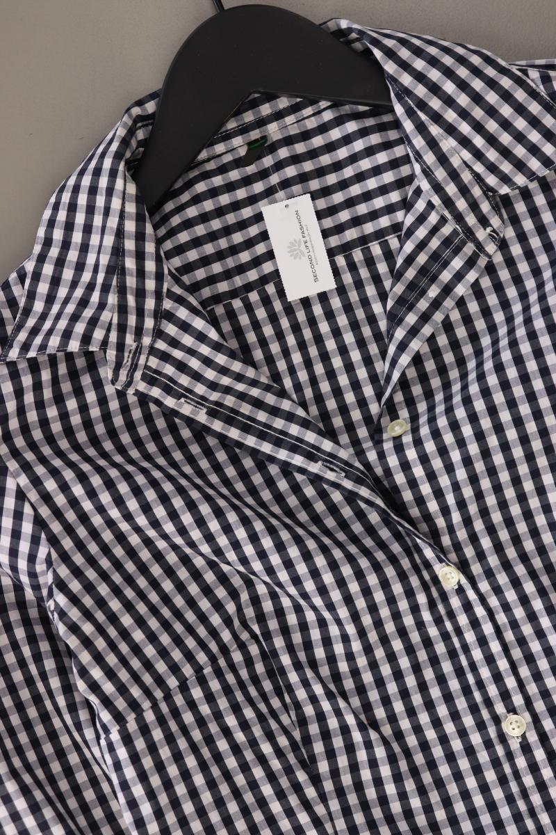 Benetton Langarmbluse Gr. S kariert blau aus Baumwolle