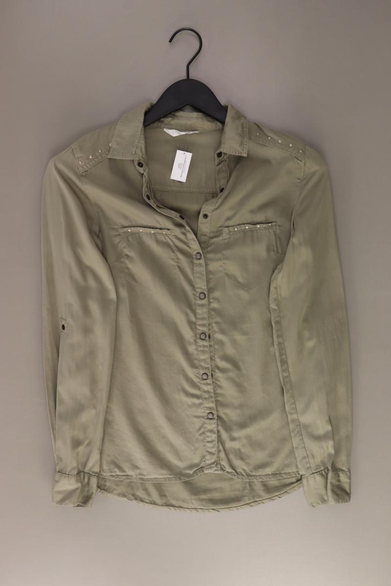 Promod Bluse Gr. 36 Langarm olivgrün aus Baumwolle