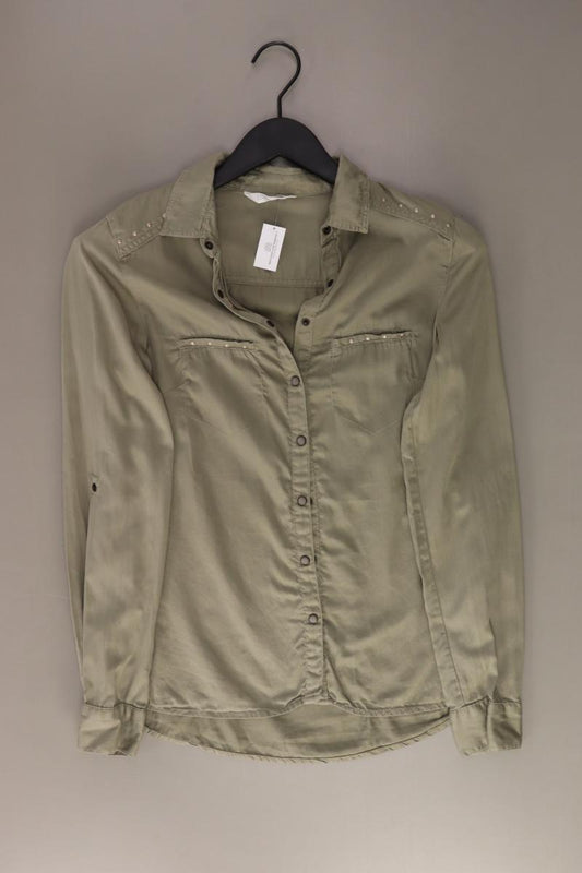 Promod Bluse Gr. 36 Langarm olivgrün aus Baumwolle