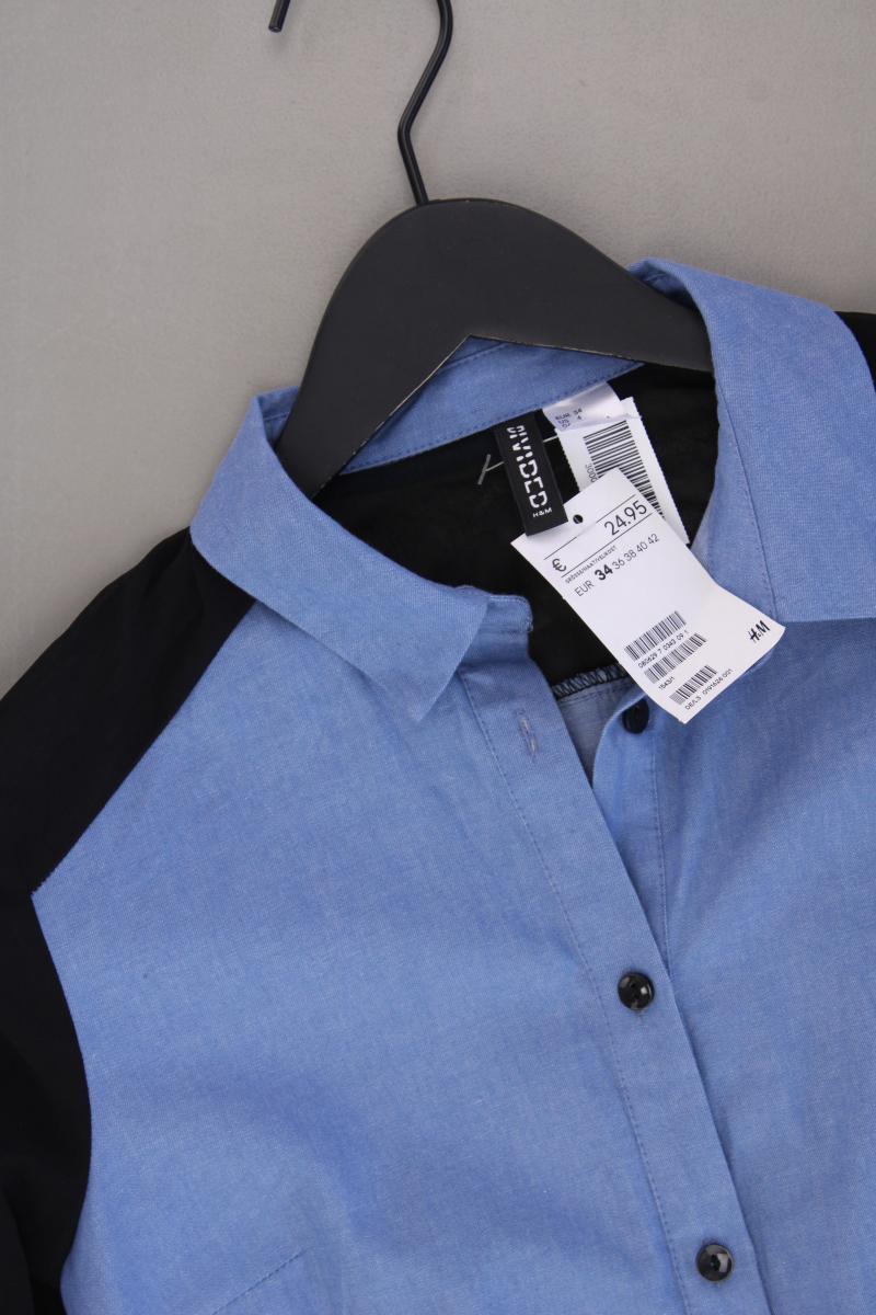 H&M Bluse Gr. 34 neu mit Etikett Langarm blau aus Baumwolle