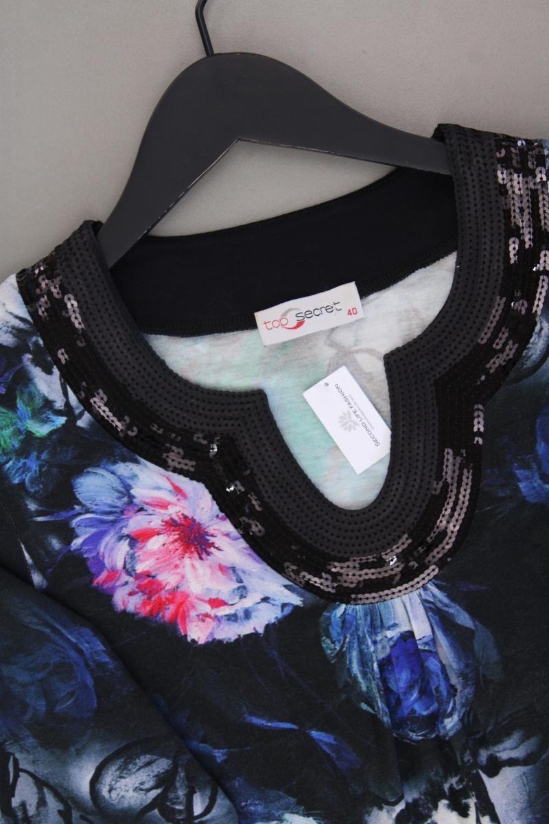Top Secret Langarmbluse Gr. 40 mit Blumenmuster mit Pailletten mehrfarbig