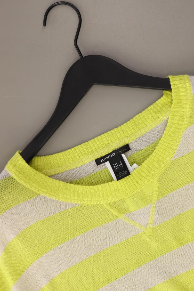 Mango Strickshirt Gr. XS gestreift Kurzarm gelb aus Polyacryl