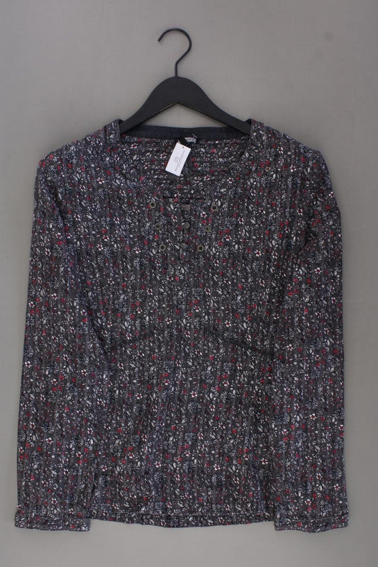 Kenny S. Langarmbluse Gr. 40 mit Blumenmuster grau aus Baumwolle
