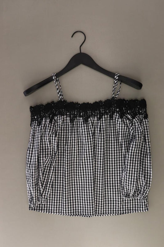 Colloseum Bluse kariert Gr. XS 3/4 Ärmel mit Carmen-Ausschnitt grau
