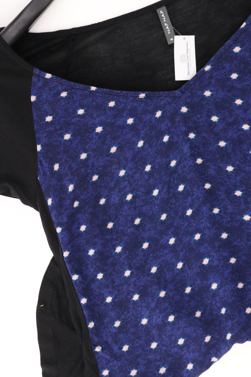 NAF NAF Shirt mit V-Ausschnitt Gr. M gepunktet Kurzarm blau aus Modal