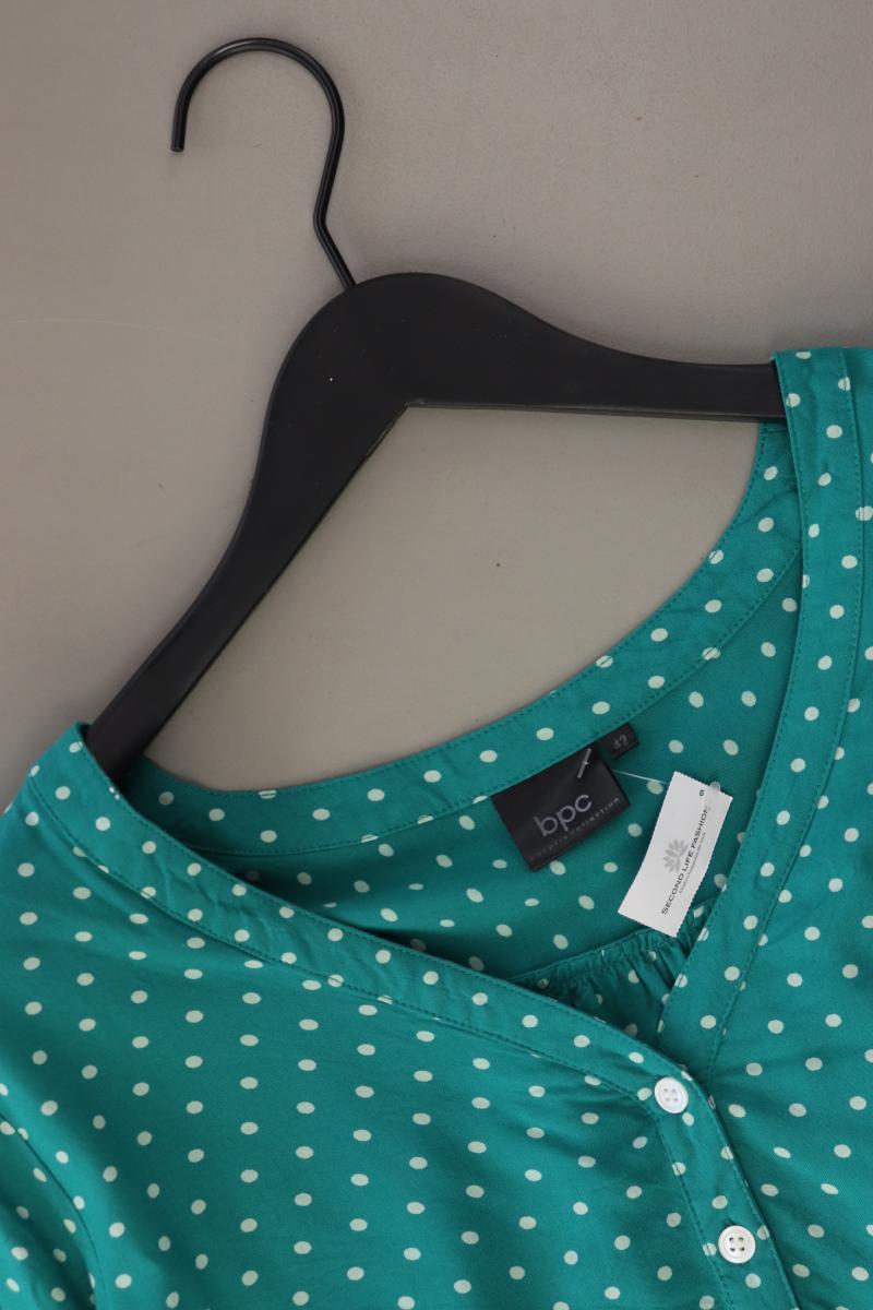 Bonprix Bluse Gr. 42 gepunktet Langarm grün aus Viskose