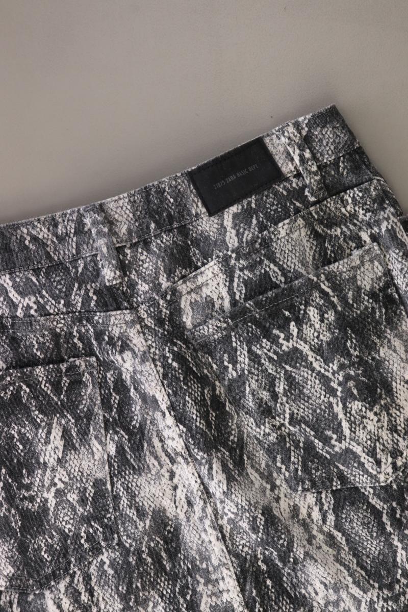 Zara Kurzer Rock Gr. S mit Tierdruck grau aus Baumwolle