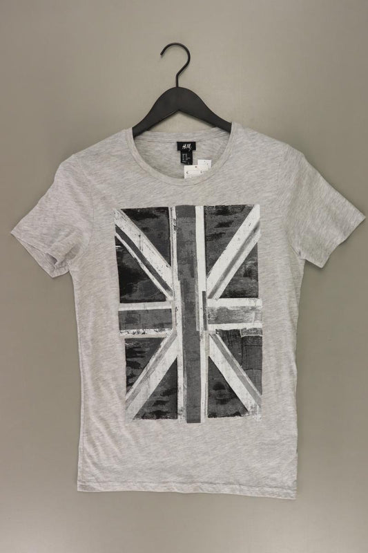 H&M Printshirt für Herren Gr. XS neu mit Etikett Kurzarm grau aus Baumwolle