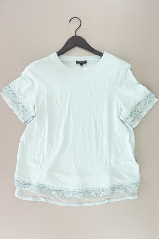 Topshop Shirt mit Spitze Gr. 44 Kurzarm türkis