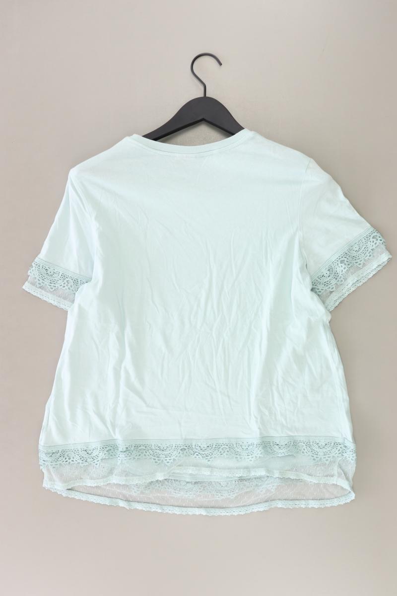 Topshop Shirt mit Spitze Gr. 44 Kurzarm türkis