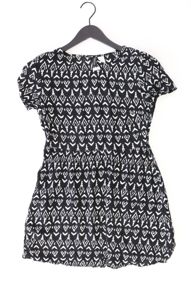 H&M Divided Kleid Gr. 36 geometrisches Muster Kurzarm schwarz aus Viskose