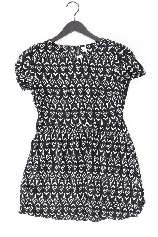 H&M Divided Kleid Gr. 36 geometrisches Muster Kurzarm schwarz aus Viskose