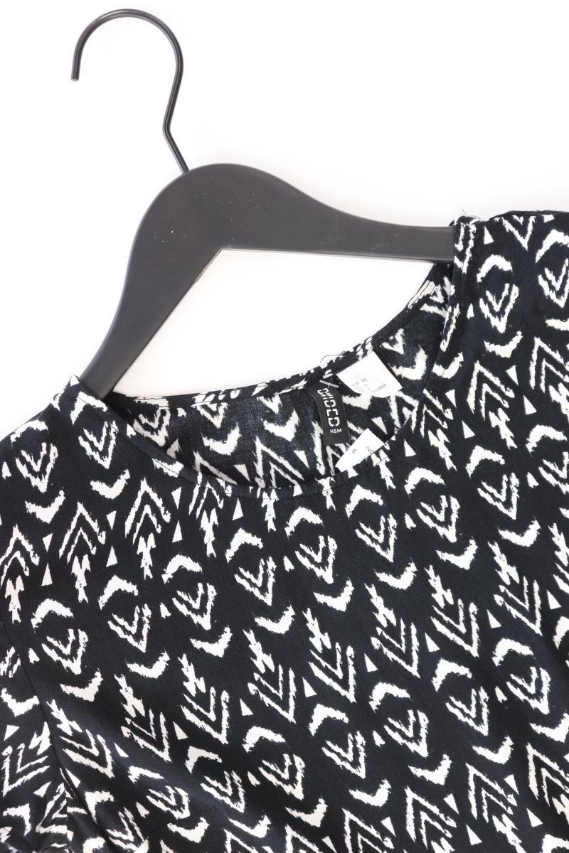 H&M Divided Kleid Gr. 36 geometrisches Muster Kurzarm schwarz aus Viskose