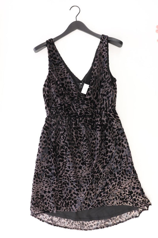 H&M Abendkleid mit Samtdruck Gr. 40 mit Tierdruck Träger grau aus Viskose