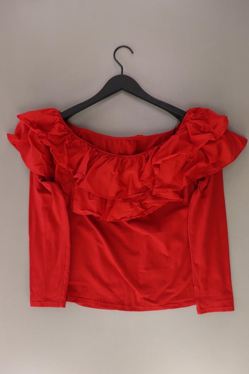 H&M Carmen Shirt Gr. XL Langarm mit Carmen-Ausschnitt rot aus Baumwolle