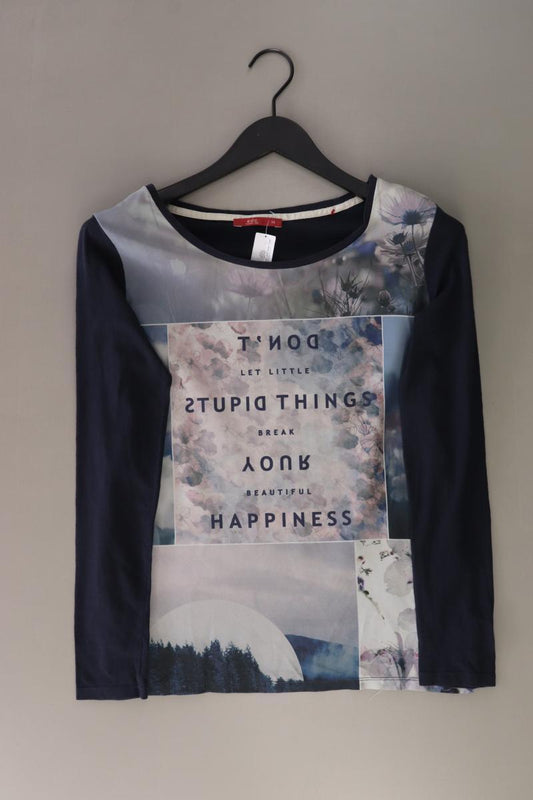 edc by Esprit Printshirt Gr. XS mit Blumenmuster 3/4 Ärmel blau aus Baumwolle