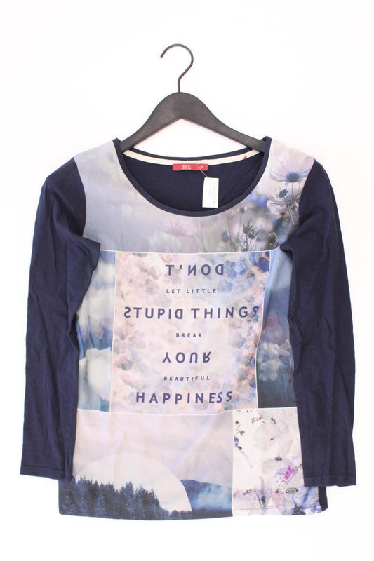 edc by Esprit Printshirt Gr. XS mit Blumenmuster Langarm blau aus Baumwolle