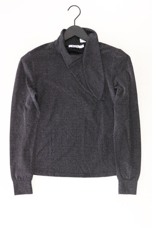 NA-KD Longsleeve-Shirt Gr. S Langarm mit Glitzer silber aus Polyamid
