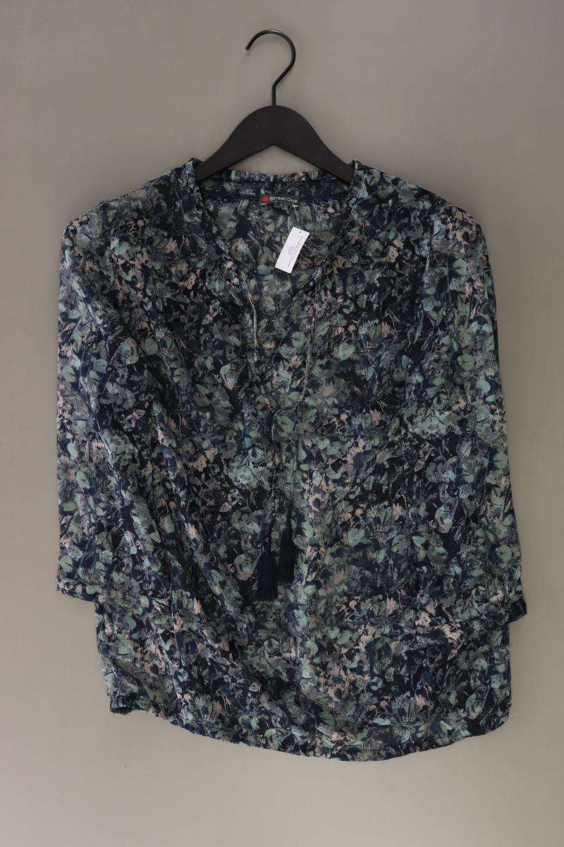 Street One Rüschenbluse Gr. 38 3/4 Ärmel blau aus Polyester
