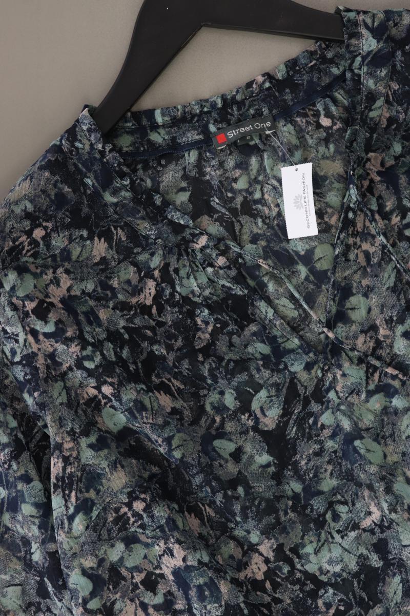 Street One Rüschenbluse Gr. 38 3/4 Ärmel blau aus Polyester