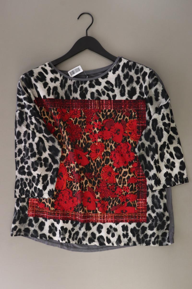 Laura Torelli Bluse Gr. L mit Tierdruck 3/4 Ärmel grau aus Polyester