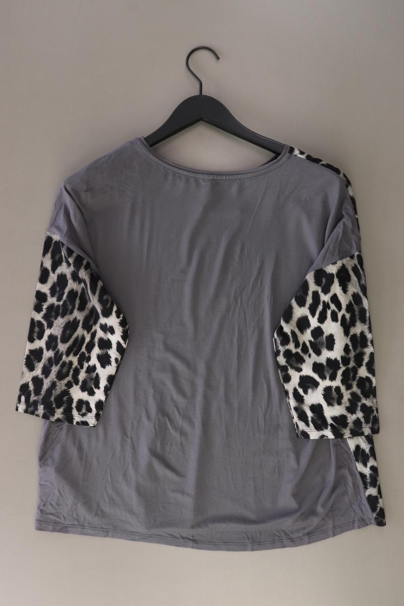 Laura Torelli Bluse Gr. L mit Tierdruck 3/4 Ärmel grau aus Polyester
