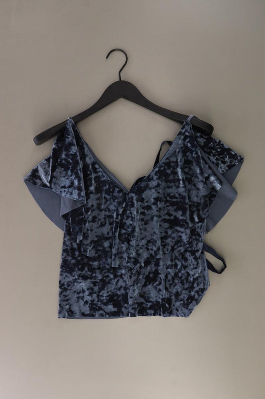 Zara Glanzbluse Gr. S mit Gürtel Kurzarm blau